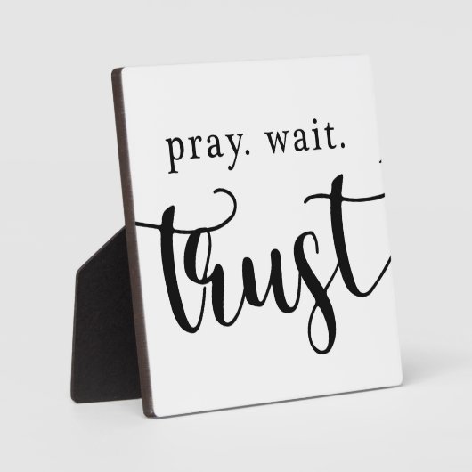 Plaque Photo Symbole chrétien Prier Wait Trust (Recto)