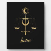 Plaque Photo Symbole de Justice du Tarot Doré (Devant)