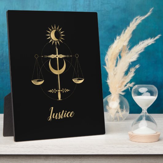 Plaque Photo Symbole de Justice du Tarot Doré (Côté)