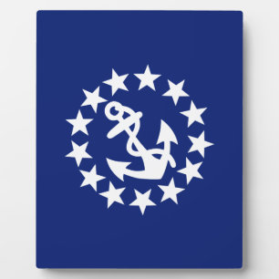 Plaque Photo Symbole de l'Ancre du drapeau du yacht sur bleu
