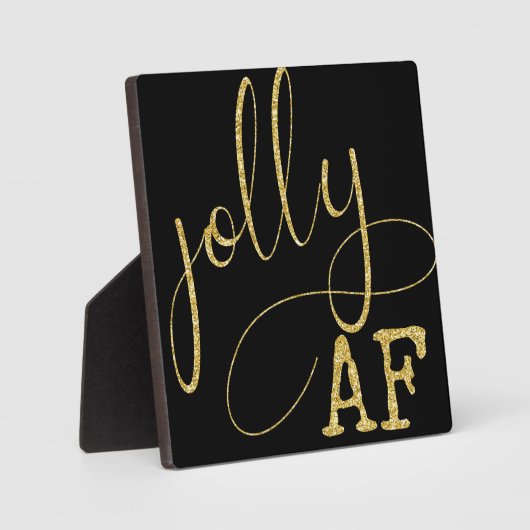 Plaque Photo Symbole de Noël Jolly AF Black and Gold Funny (Recto)