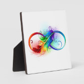 Plaque Photo Symbole d'infini avec plume arc-en-ciel (Recto)