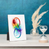 Plaque Photo Symbole d'infini avec plume arc-en-ciel (Côté)