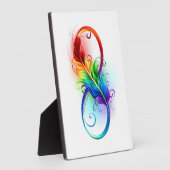 Plaque Photo Symbole d'infini avec plume arc-en-ciel (Côté)