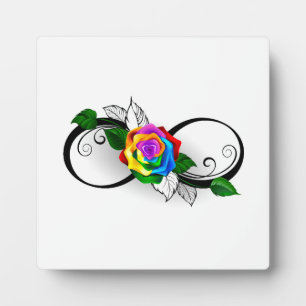 Plaque Photo Symbole d'infini avec Rose arc-en-ciel