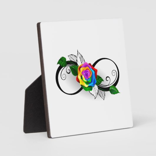 Plaque Photo Symbole d'infini avec Rose arc-en-ciel (Recto)