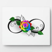 Plaque Photo Symbole d'infini avec Rose arc-en-ciel (Devant)