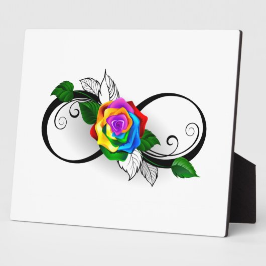 Plaque Photo Symbole d'infini avec Rose arc-en-ciel (Côté)