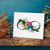 Plaque Photo Symbole d'infini avec Rose arc-en-ciel (Côté)