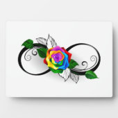 Plaque Photo Symbole d'infini avec Rose arc-en-ciel (Devant)