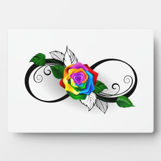 Plaque Photo Symbole d'infini avec Rose arc-en-ciel (Devant)