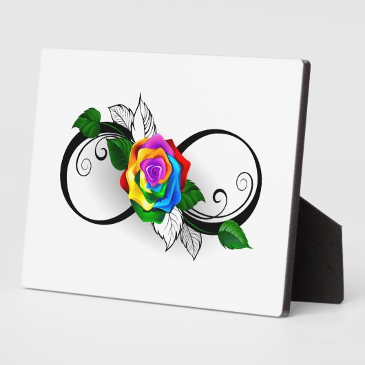 Plaque Photo Symbole d'infini avec Rose arc-en-ciel (Côté)
