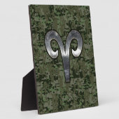 Plaque Photo Symbole du zodiaque Bélier argent camouflage numér (Côté)