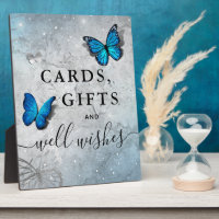 Symbole élégant Bleu Argent Papillon Cartes et Cad