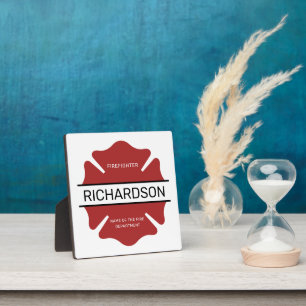 Plaque Photo Symbole logo rouge du pompier personnalisé