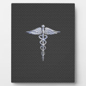 Plaque Photo Symbole Médicale Silver Caduceus Style fibre de ca (Devant)