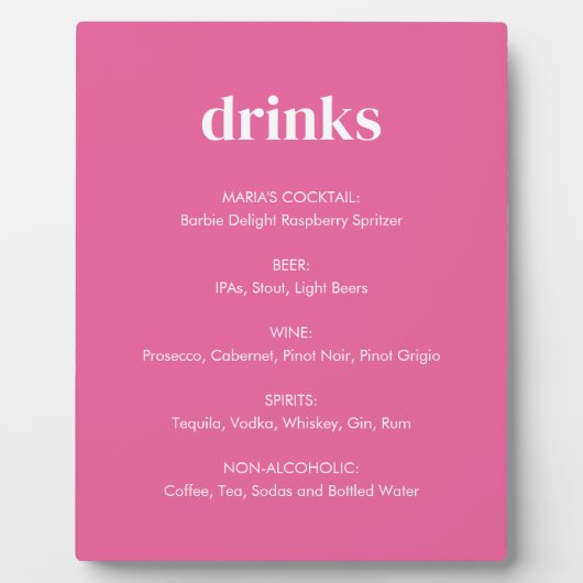 Plaque Photo Symbole moderne rose vif Fille Boissons (Devant)