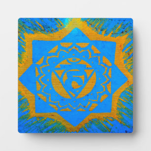 Plaque Photo symbole tantrique en or bleu