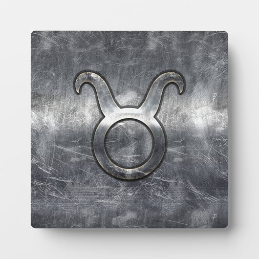 Plaque Photo Symbole Taurus Zodiac Grunge Style Argent Distress (Devant)