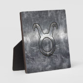 Plaque Photo Symbole Taurus Zodiac Grunge Style Argent Distress (Recto)