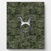 Plaque Photo Symbole Taurus Zodiac sur Camo numérique vert (Devant)