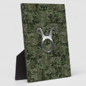 Plaque Photo Symbole Taurus Zodiac sur Camo numérique vert (Côté)