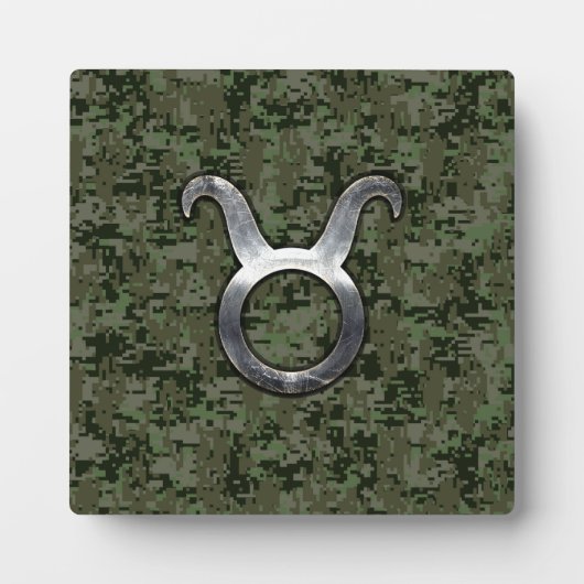 Plaque Photo Symbole Taurus Zodiac sur Camo numérique vert (Devant)