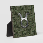 Plaque Photo Symbole Taurus Zodiac sur Camo numérique vert (Recto)