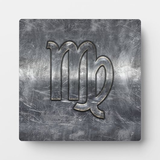 Plaque Photo Symbole Virgo Zodiac Grunge Argent Style désaffect (Devant)