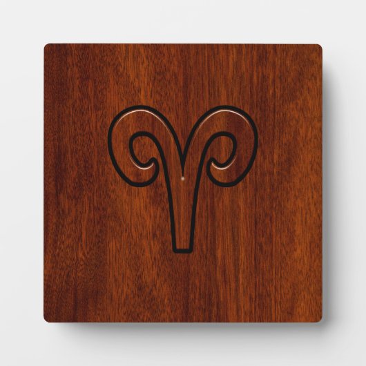 Plaque Photo Symbole Zodiac Aries Brown en acajou (Devant)
