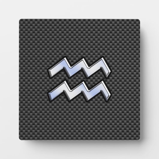 Plaque Photo Symbole Zodiaque d'argent Aquarius Style fibre de (Devant)