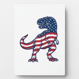 Plaque Photo T-Rex patriotique Drapeau américain Design de dino