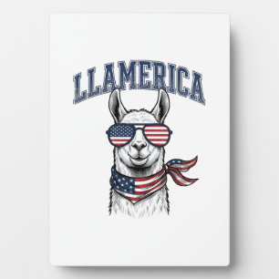 Plaque Photo T-Shir gravure vintage lama patriotique Llamerica