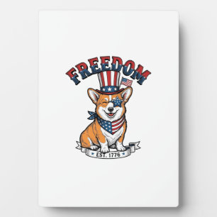 Plaque Photo T-Shirt à gravure vintage Corgi patriotique de la 
