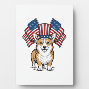 Plaque Photo T-shirt avec gravure vintage de chien Corgi patrio