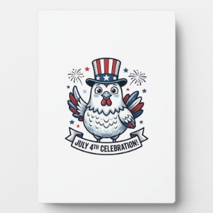 Plaque Photo T-Shirt de célébration du 4 juillet Poulet patriot