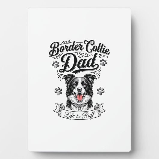 Plaque Photo T-shirt de conception de papa Border Collie vintag (Devant)