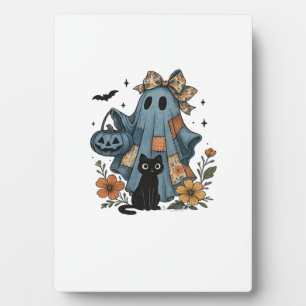 Plaque Photo T-Shirt essentiel chat noir fantôme de Halloween p