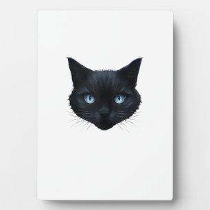Plaque Photo T-shirt graphique à visage de chat noir et yeux bl