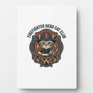 Plaque Photo T-shirt graphique chat héros pompier - Feu