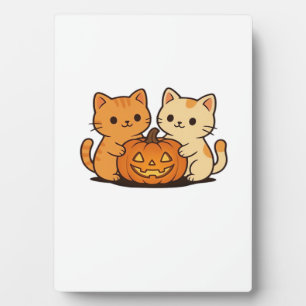 Plaque Photo T-shirt mignon de chat d'Halloween � Deux chats Ka