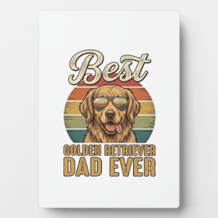 Plaque Photo T-shirt Papa Golden Retriever Vintage Sunset Pour