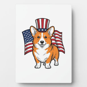 Plaque Photo T-shirt patriotique Corgi gravure vintage Design_1