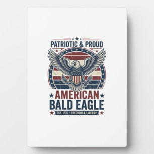 Plaque Photo T-Shirt patriotique vintage aigle chauve en détres
