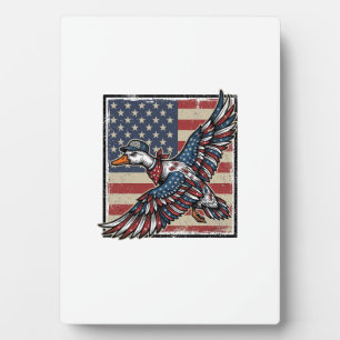 Plaque Photo T-shirt vintage gravure canard volant patriotique 