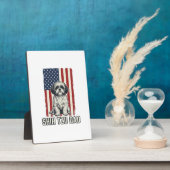 Plaque Photo T-shirt vintage pour chien avec drapeau patriotiqu (Côté)