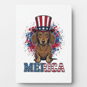 Plaque Photo T-shirt vintage pour chien teckel patriotique Meri