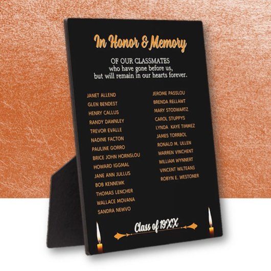 Plaque Photo Table d'hommage commémorative de la Réunion de cla