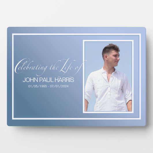 Plaque Photo Table photo bleu mémorial (Devant)