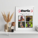 Plaque Photo Tableau de collage pour chien personnalisé 4 photo<br><div class="desc">Célébrez votre meilleur ami avec une plaque photo collage personnalisée. Quand vous avez tant de souvenirs et de photos amusants, une seule photo ne suffit pas. Ce poster contient 4 photos, une citation, et vous pouvez personnaliser le nom de votre animal de compagnie. Vous pouvez également modifier la couleur de...</div>